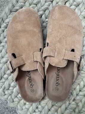 Suede Slip-On Clog in Taupe
